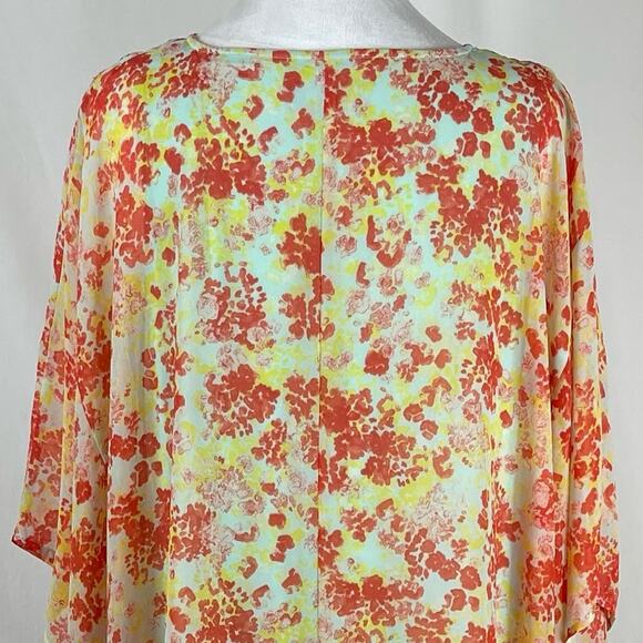 Jason Wu Yellow Orange Floral Kaftan Midi Dress Size L - Picture 6 of 13
